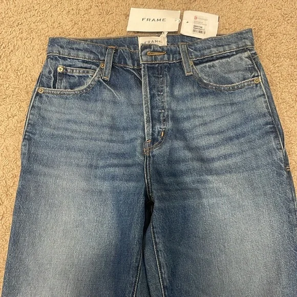 FRAME DENIM LE MAC JEAN LIGHT WASH HIGH RISE STRAIGHT LEG BUTTON FLY JEANS 25NWT - Picture 6 of 16